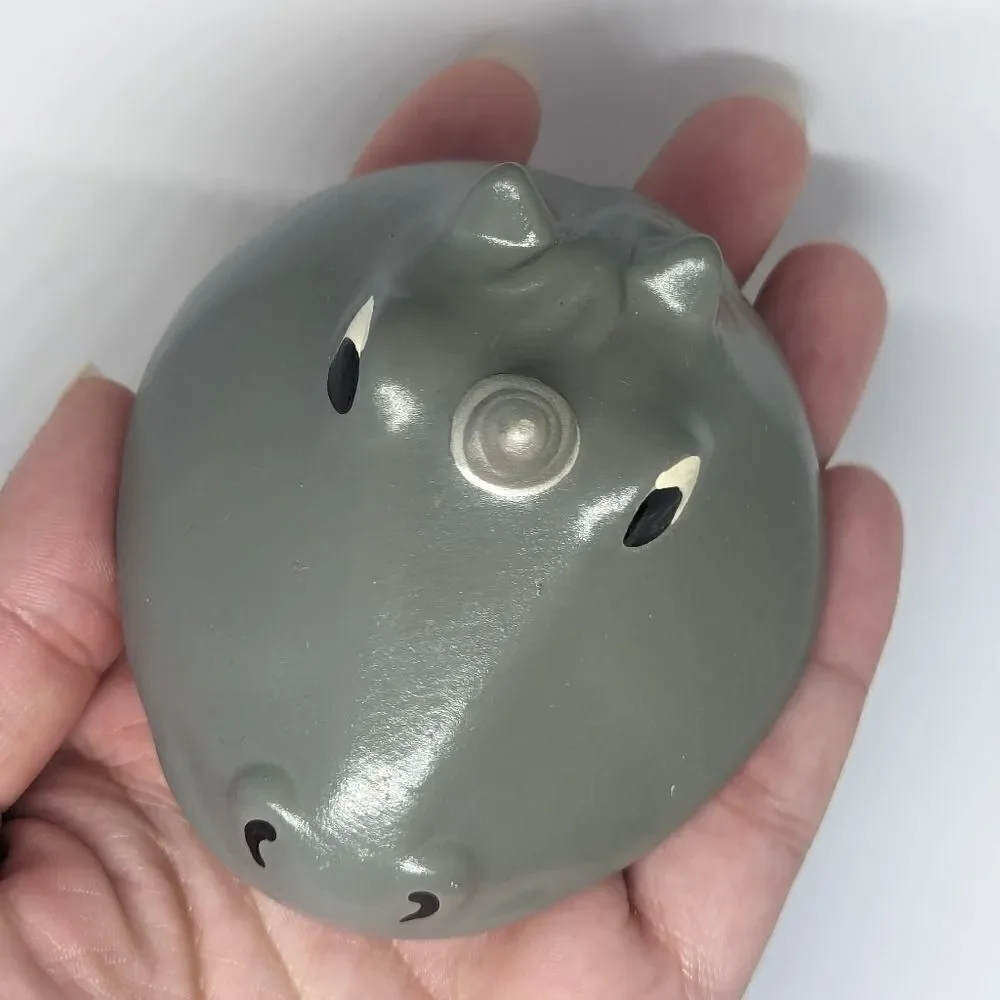 Handmade ceramic clay gray unicorn dish catchall cup jewelry box